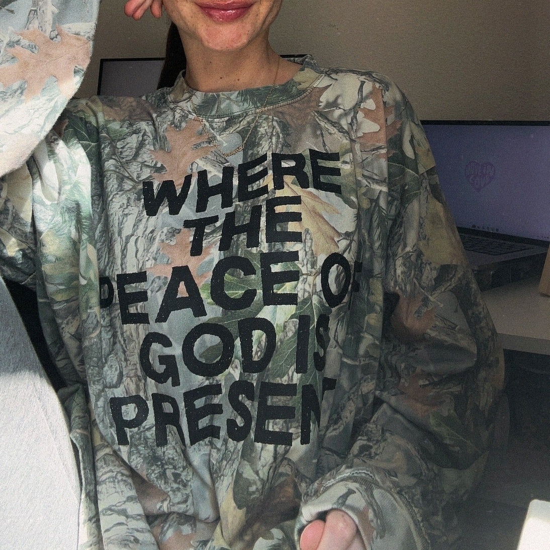 UNISEX OVERSIZED LONG SLEEVE-VINTAGE WOOD PEACE OF GOD