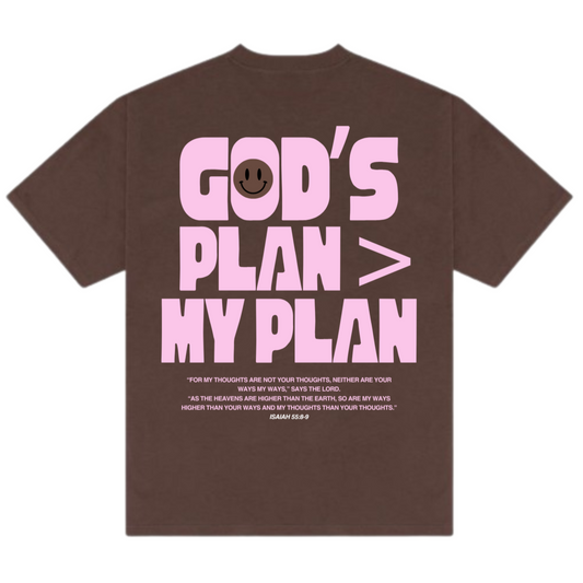 UNISEX OVERSIZED TEE- BROWN GOD'S PLAN