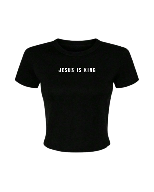 WOMEN'S BABY TEE-BLACK JESUS IS KING