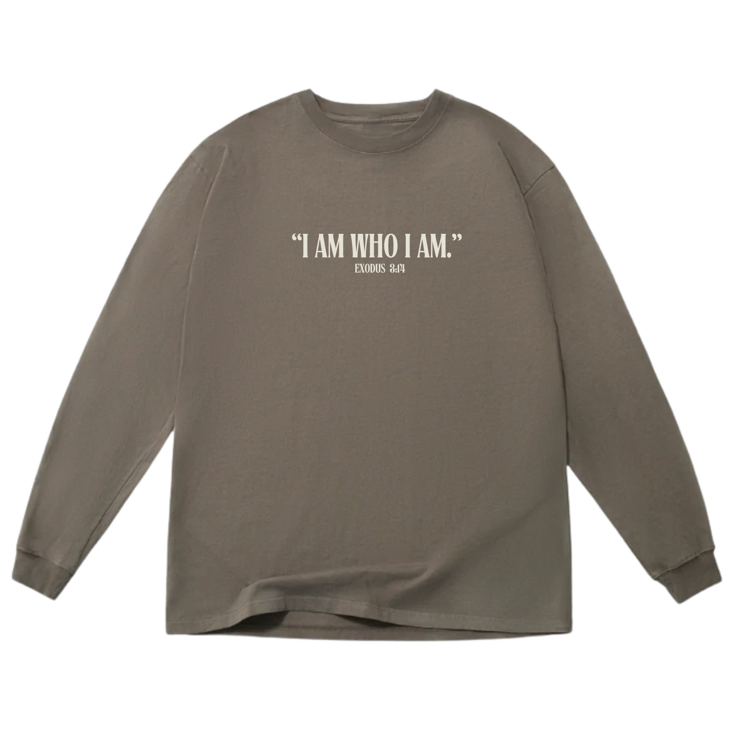 UNISEX OVERSIZED LONG SLEEVE-CHOCOLATE I AM WHO I AM
