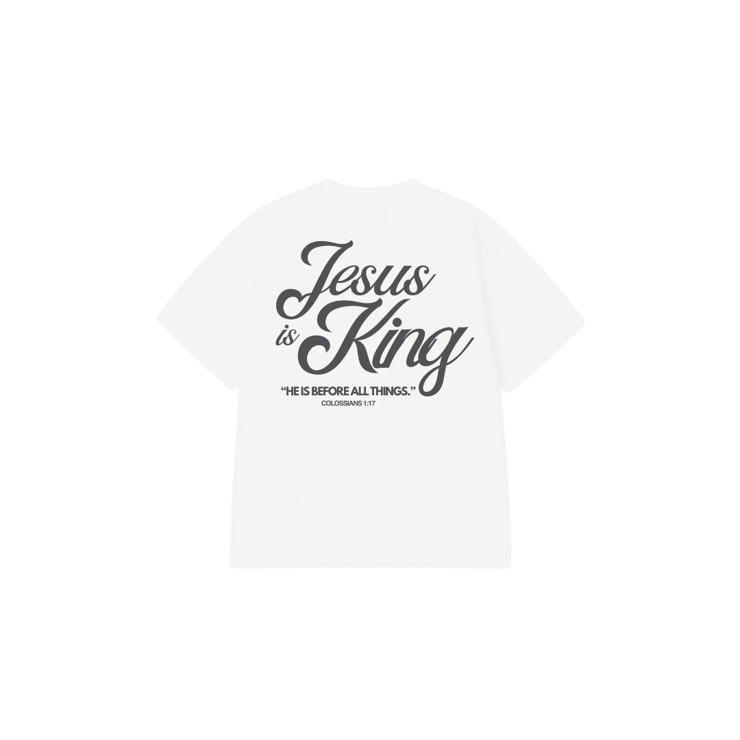 KIDS OVERSIZED TEE- WHITE JESUS IS KING