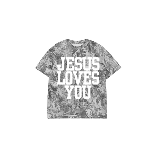 KIDS OVERSIZED TEE- CAMO JESUS LOVES YOU