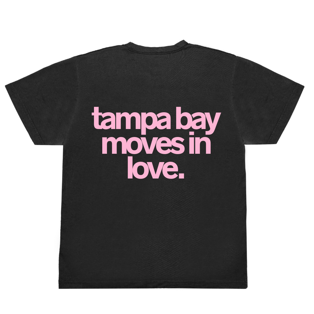 UNISEX OVERSIZED TEE- BLACK MOVE IN LOVE- TAMPA BAY EDITION