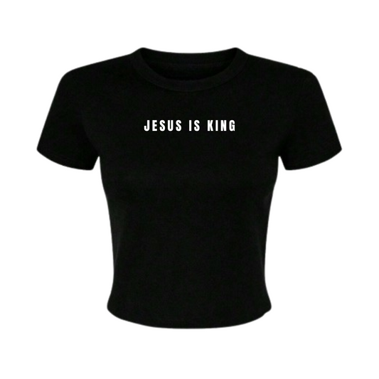 WOMEN'S BABY TEE-BLACK JESUS IS KING