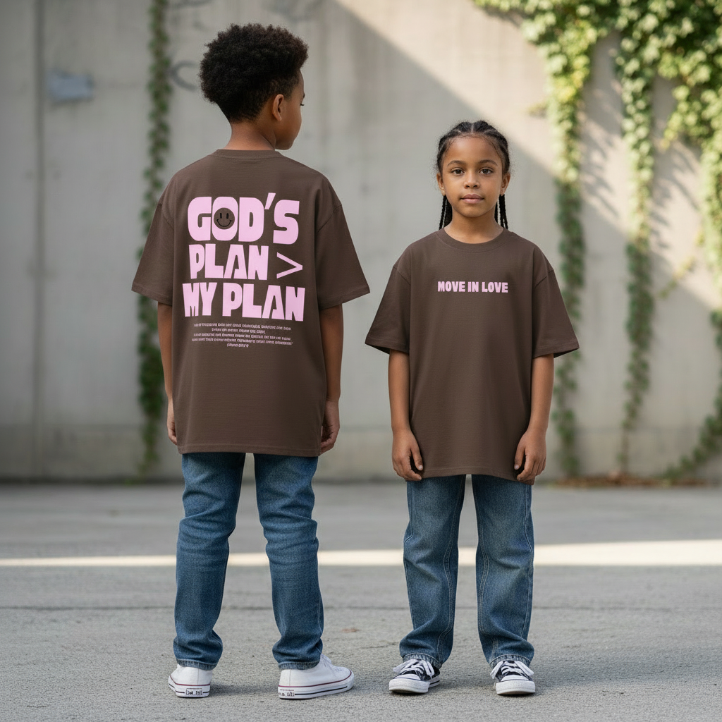 KIDS OVERSIZED TEE- CHOCOLATE GOD'S PLAN