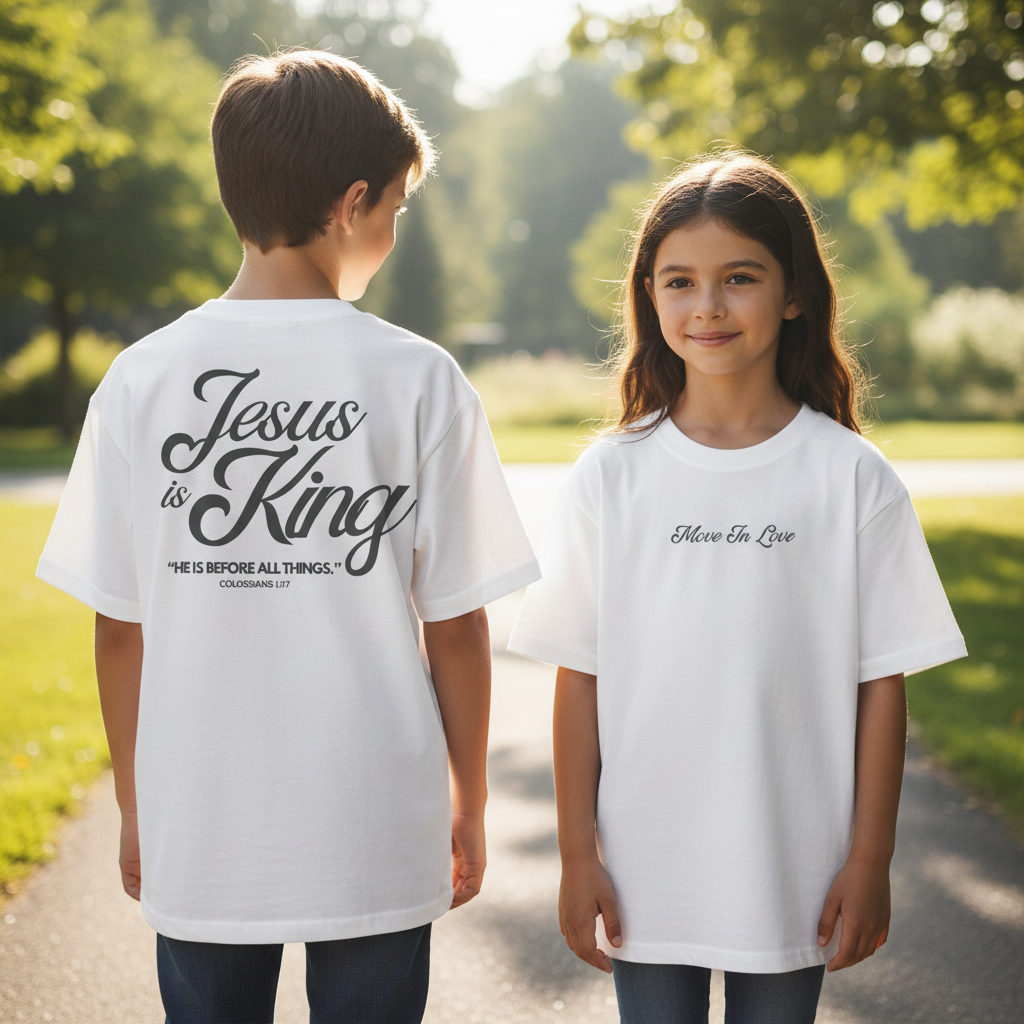 KIDS OVERSIZED TEE- WHITE JESUS IS KING